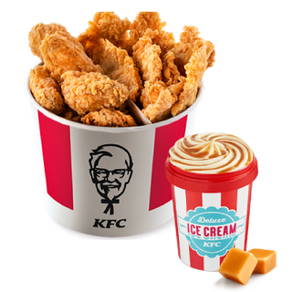 Kubełek 11 Hot Wings / 11 Strips + lody Ice Cream Deluxe 460ml