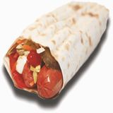 Подвійний лаваш з сосискою та соусами