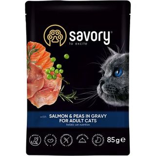 Пауч SAVORY лосось з горошком у соусі 85г