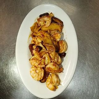 71 Gamberetti con funghi e bambu