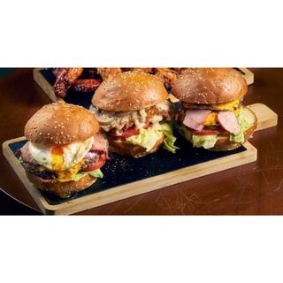 The Trio( 3 loaded Breakfast Burgers) + 2 free smoked chicken sausages