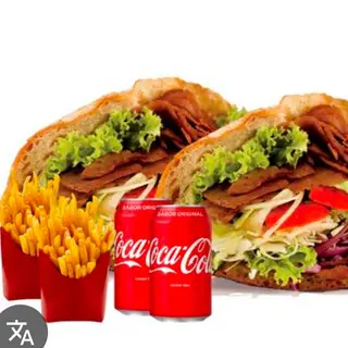 2 Kebab , 2 Patatas , 2 Bebidas