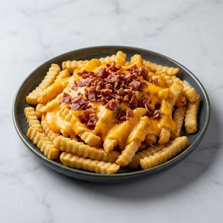 Patatine crinkle + cheddar e bacon
