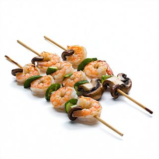 C6. Pinchos De Gambas Con Champiñones (6 Uds.)