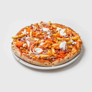 Pizza kebab con patatine