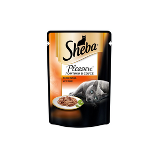 товары для животных Sheba Шеба Плежер телятина, язык пауч 85гр  5000159438735