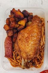 Lakrim Jollof Pasta And Peppered Turkey With Plantain