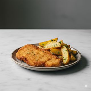 Cotoletta di pollo con patate casarecce