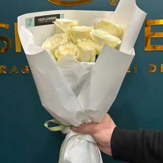 7 trandafiri albi olandezi 60 cm