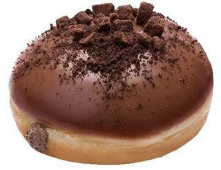 Krapfen con glassa cioccolato e crunchy mix