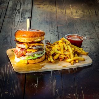 Свински бургер троен