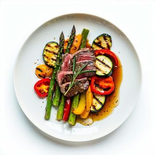 Vitello con verdure alla piastra