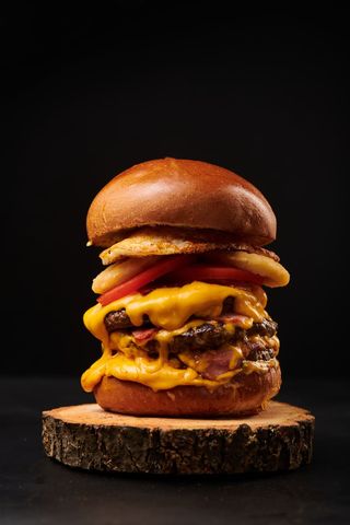 The hunger with fries and sos burgatore