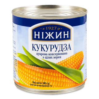 Кукурудза цукрова Ніжин консервована з цілих зерен (340г)