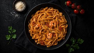 Gamberetti e pomodorini posna pasta
