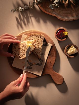 Butter toast with homemade strawberry jam