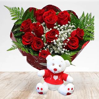 R CUPIDO(12 Rosas & Peluche oso coraz peque) 12,3