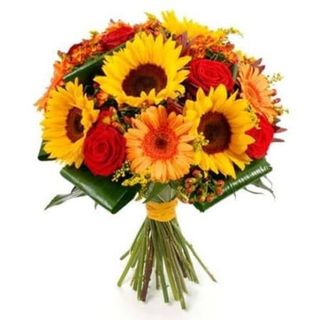 bouquet girasoli e rose rosse