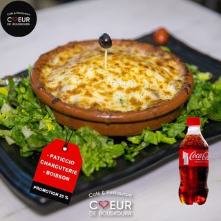 Pastiscio Charcuterie Boisson gratuit 