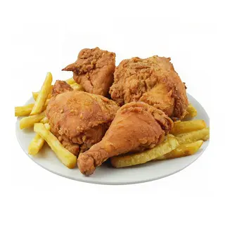 Medio Pollo Broaster Con Patatas Y Pan
