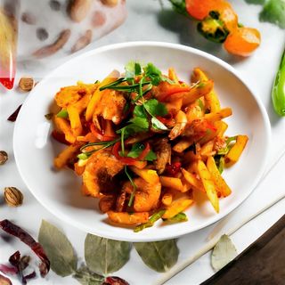 Картофель фри с креветками