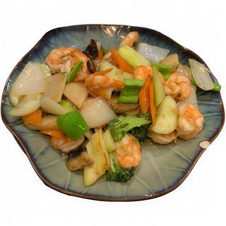 Gambas Con Verduras Variadas什锦虾