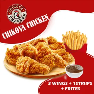 3 wings avec Une Strips et Frites