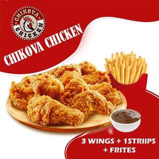 3 wings avec Une Strips et Frites