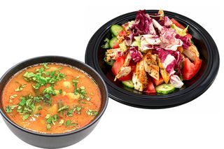 Ciorba legume + Salata cu Piept de Pui
