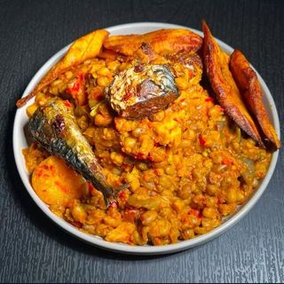 Yam , Beans And Fish