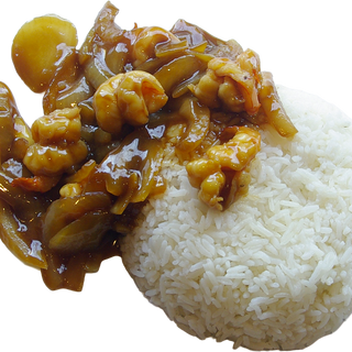 Gambas con salsa de ostras