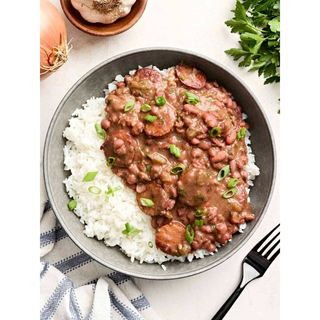 White Rice Served With Beans