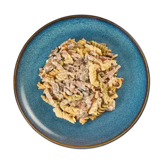 Fusilli com Cogumelos e Bacon