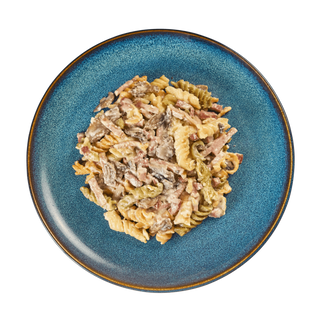 Fusilli com Cogumelos e Bacon