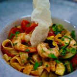 Tagliatele cu creveti si zucchini