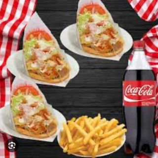 Promoción  oferta  3 pitas+1 patata mediana+1 cola 2 litros