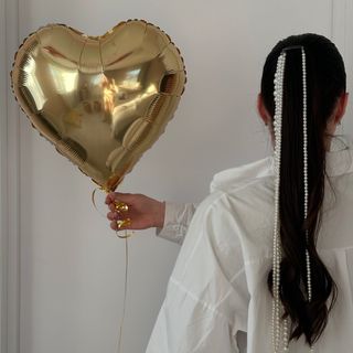 Серце фольговане світле золоте , 42 см 