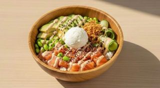 Riso bianco, salmone salato