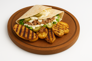 Piadina cu pulled pork si cartofi wedges 600g