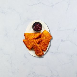 შემწვარი მოცარელა კენკრის სოუსით