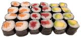 B1/B2/B1A. Bandeja Maki de salmón, atún y aguacate