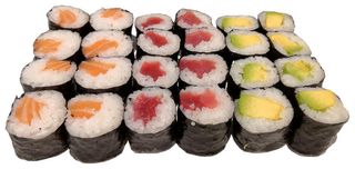 B1/B2/B1A. Bandeja Maki de salmón, atún y aguacate