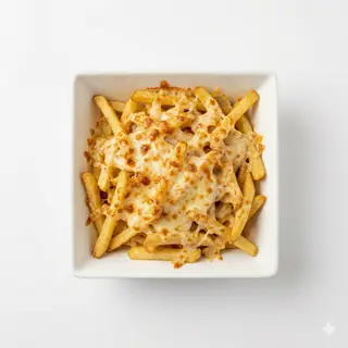 Patatas fritas con queso gratinado