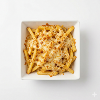 Patatas fritas con queso gratinado