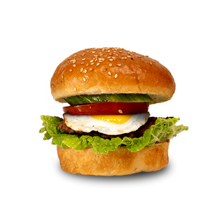 Бургер с яйцом и котлетой