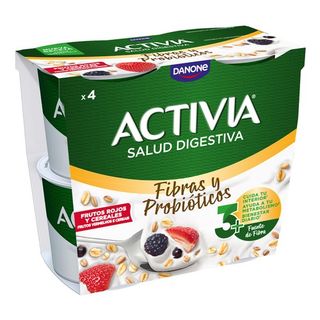 Yogur de avena y frutos rojos ACTIVIA, pack 4x115 g