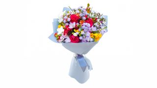 ბედნიერი დღე შერეული ყვავილების თაიგული