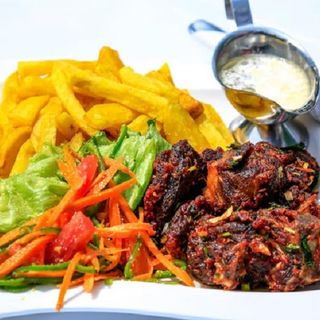 BBQ Fried Goat + Chips