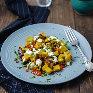 Mămăligă cu tofu prăjit