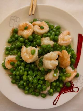 Gamberi con piselli
